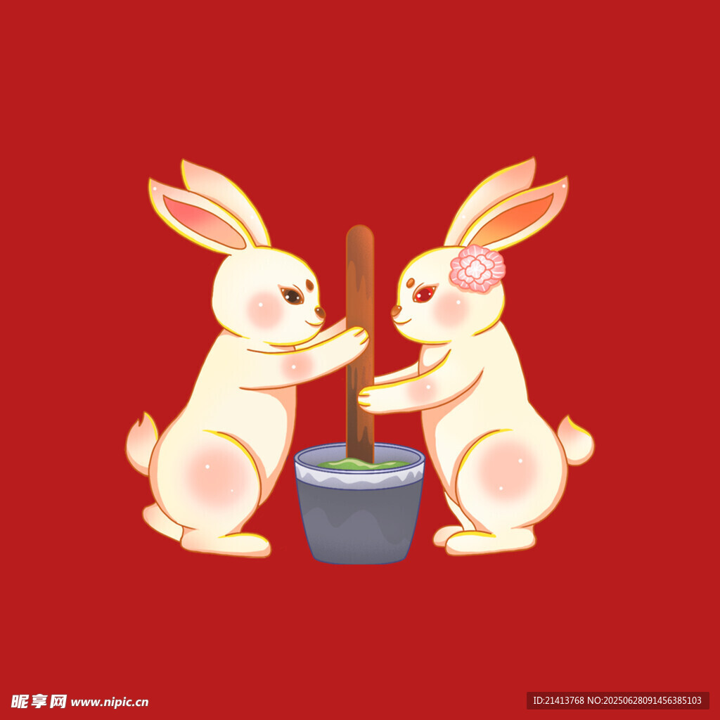 双兔共植盆栽