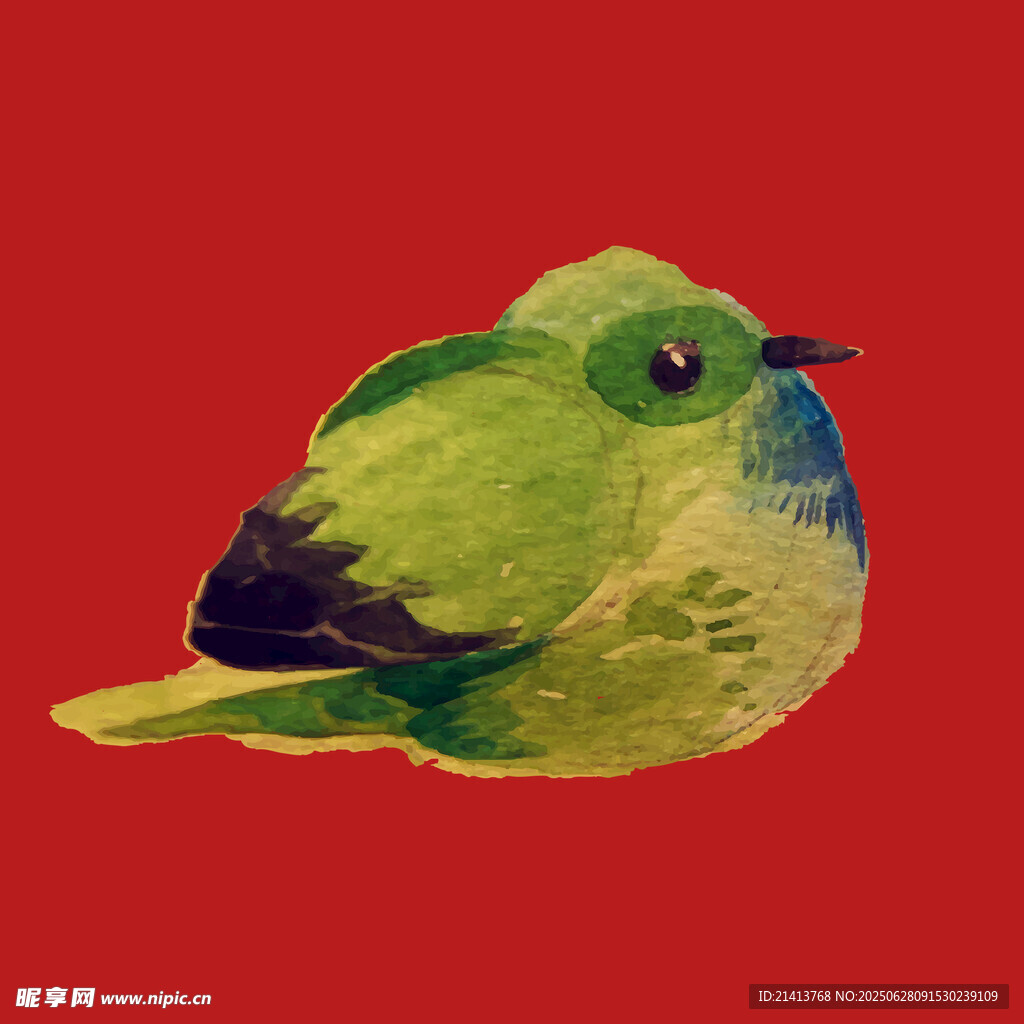 绿色小鸟插画