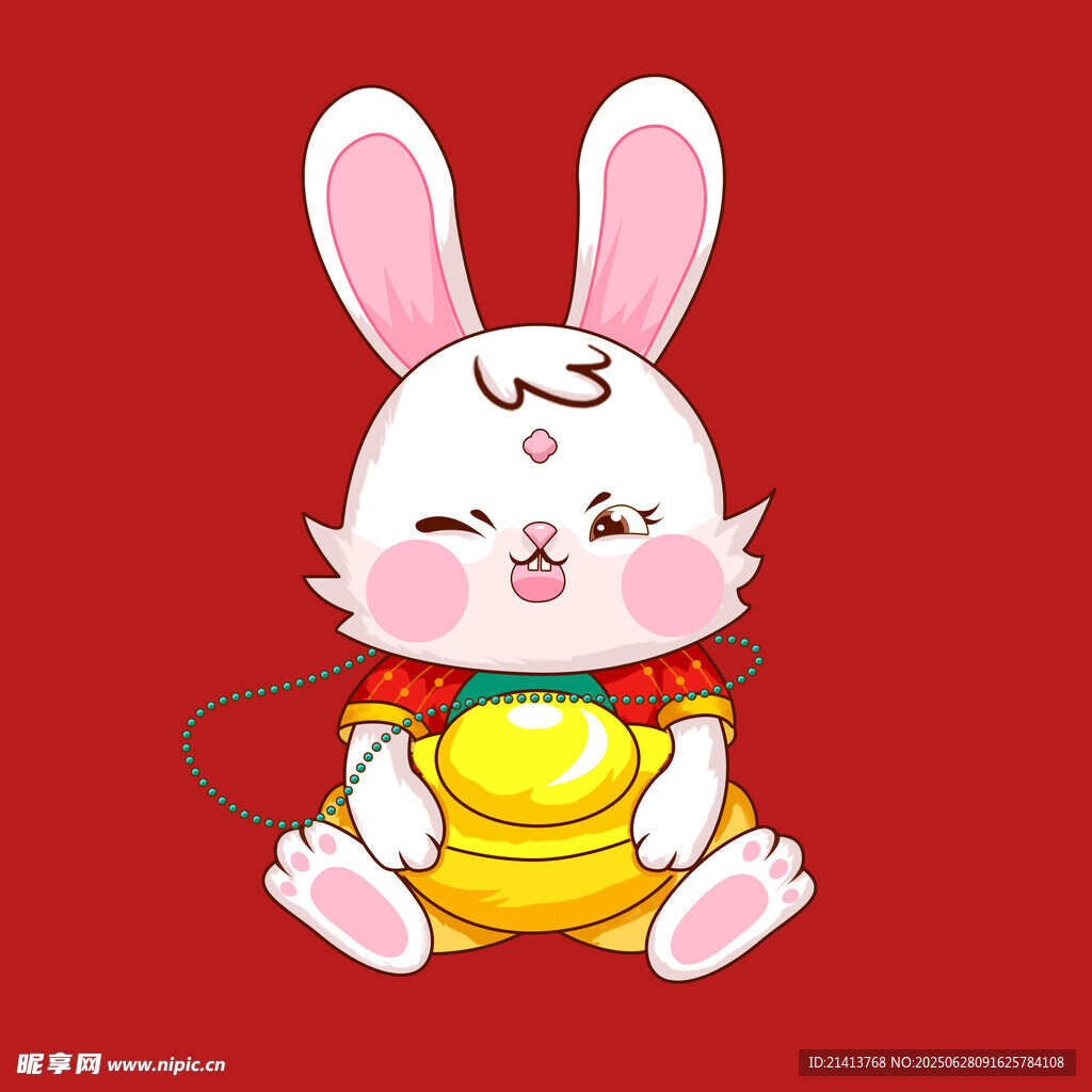 可爱小兔抱金元宝