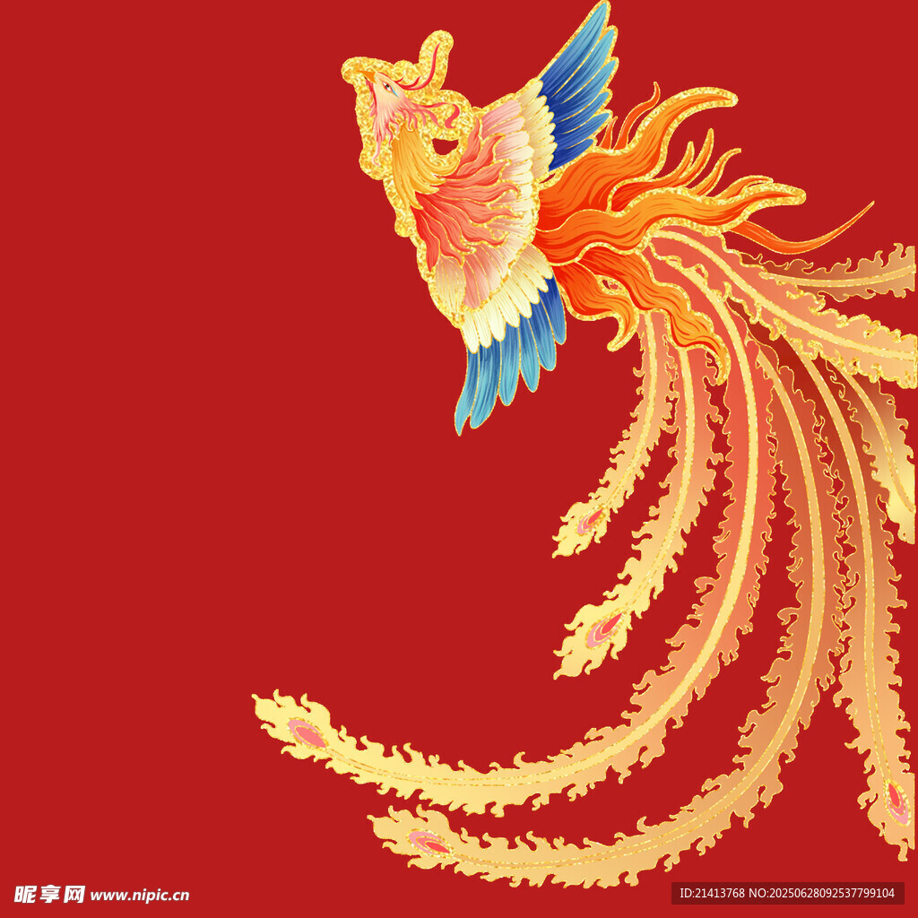 凤凰刺绣图案 色彩绚丽