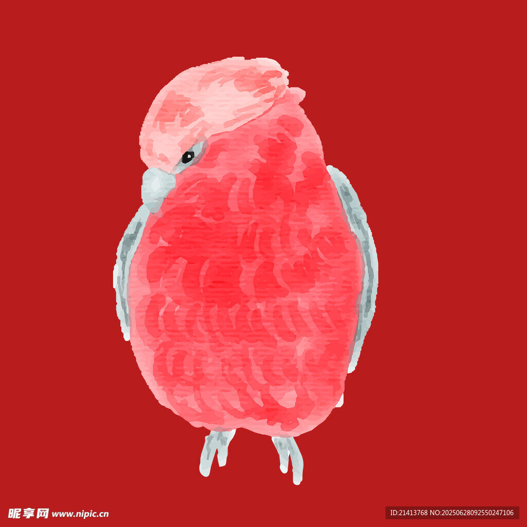 粉红色小鸟插画