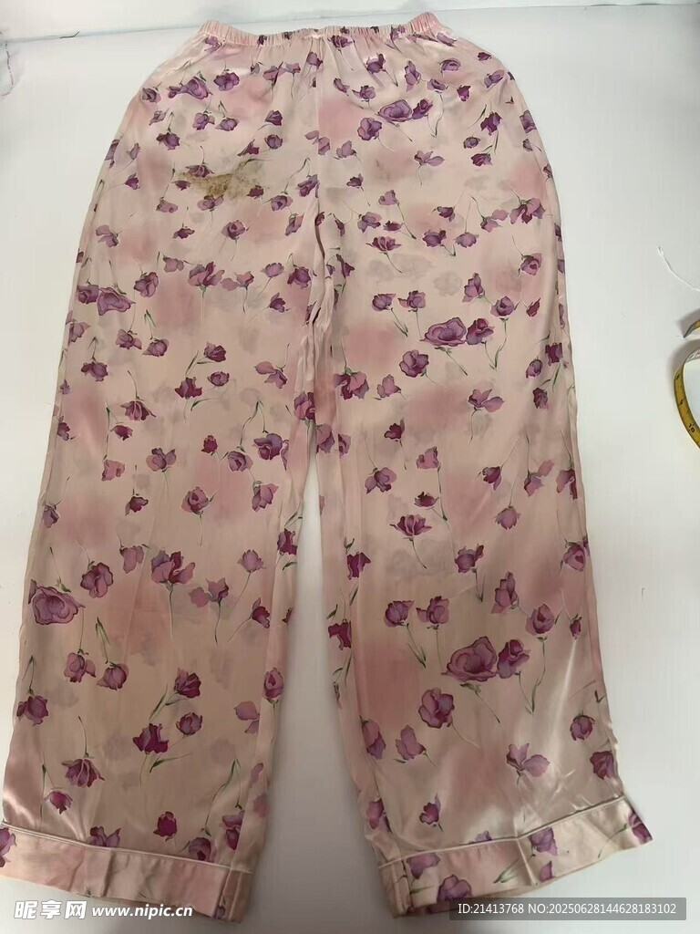 粉色碎花女童七分裤