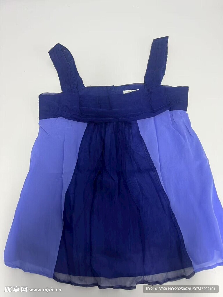 蓝紫拼接女童吊带裙