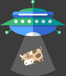 UFO吸走奶牛奇幻场景