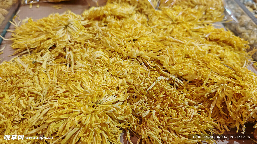 金黄蓬松的干菊花