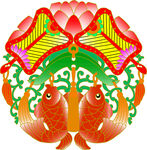 双鱼戏莲剪纸艺术图案
