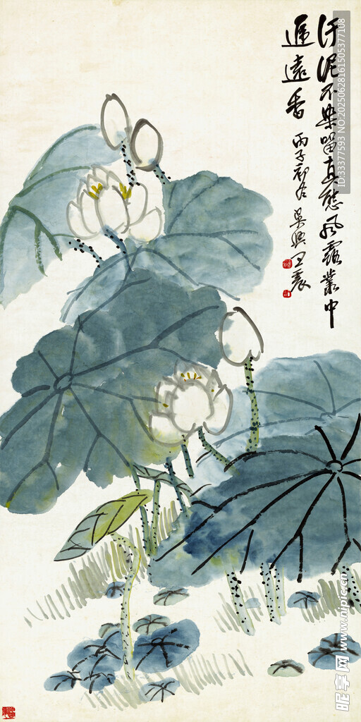 水墨荷花 玄关画
