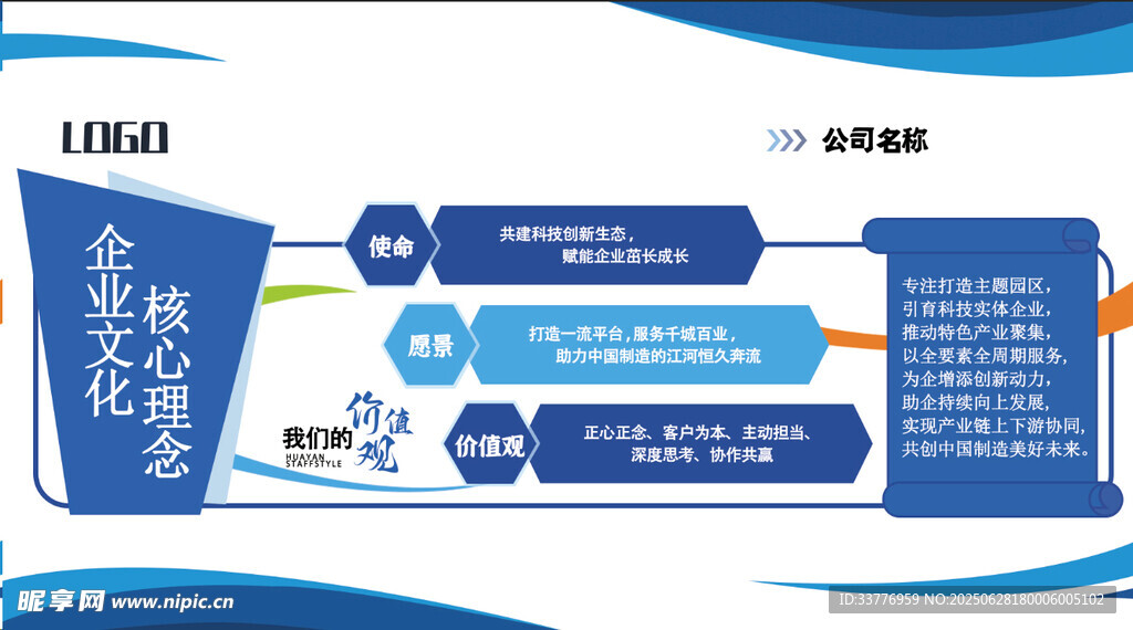 公司企业蓝色文化墙