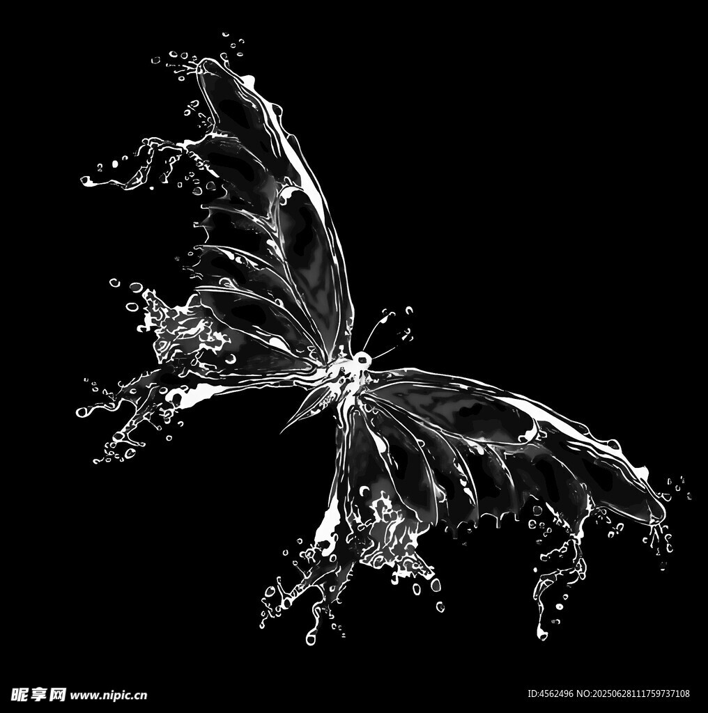 水花幻化成的透明蝴蝶