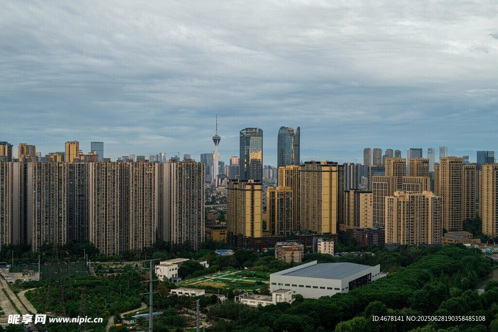 城市高楼与绿地景观
