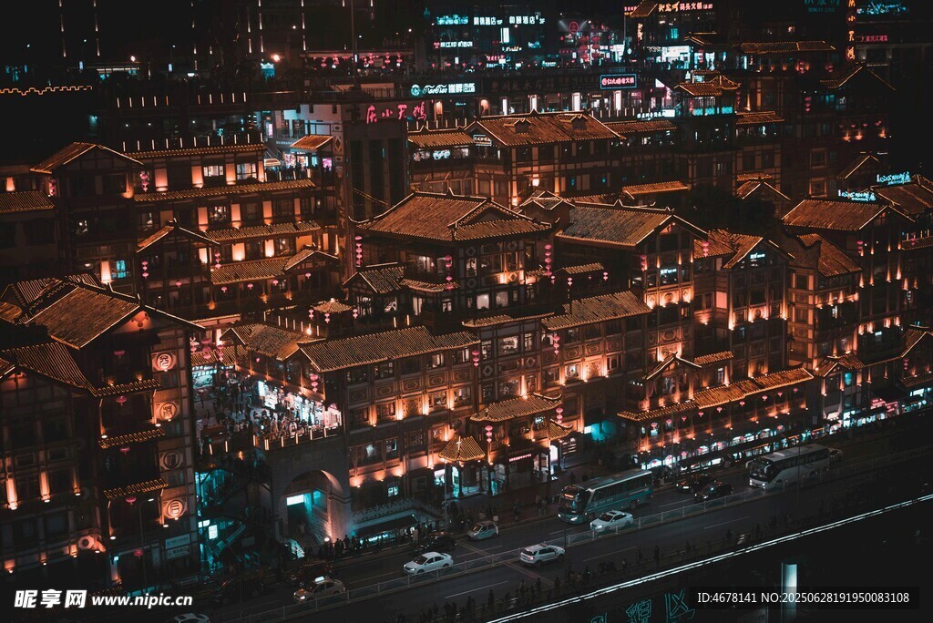 城市夜景灯火璀璨景象