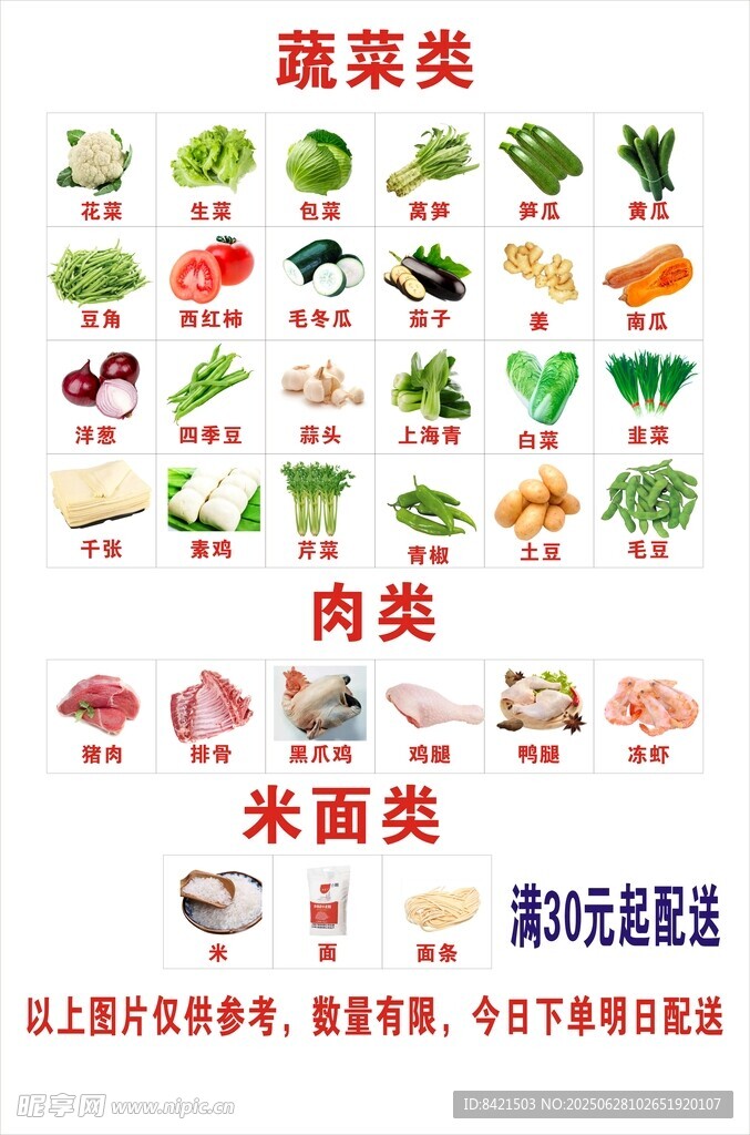 蔬菜肉类米面海报