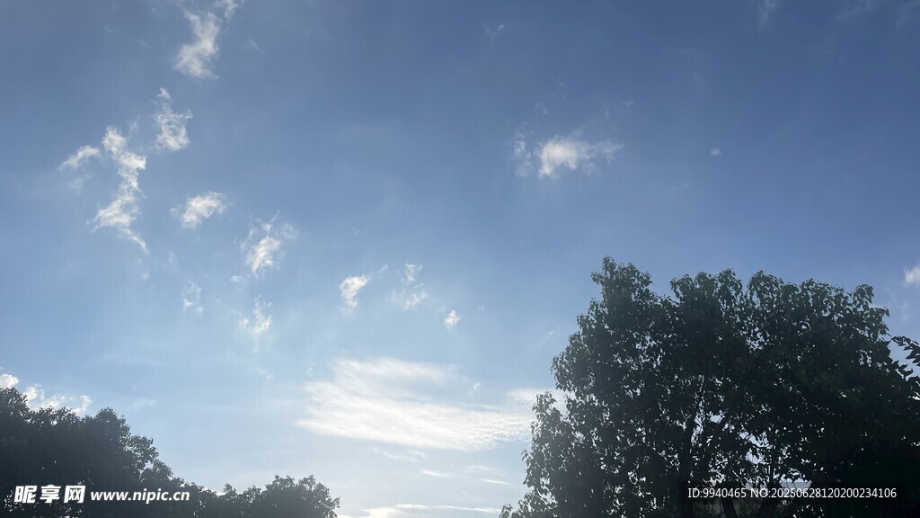 蓝天绿树间的美好景致
