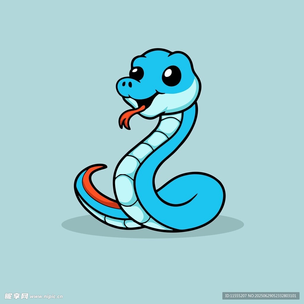 可爱蓝色卡通蛇吐信子