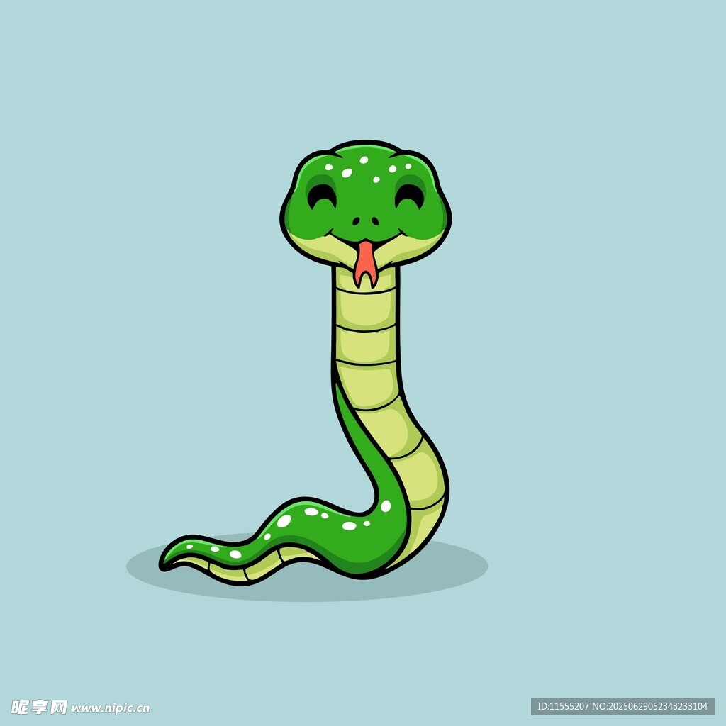 可爱卡通绿蛇形象
