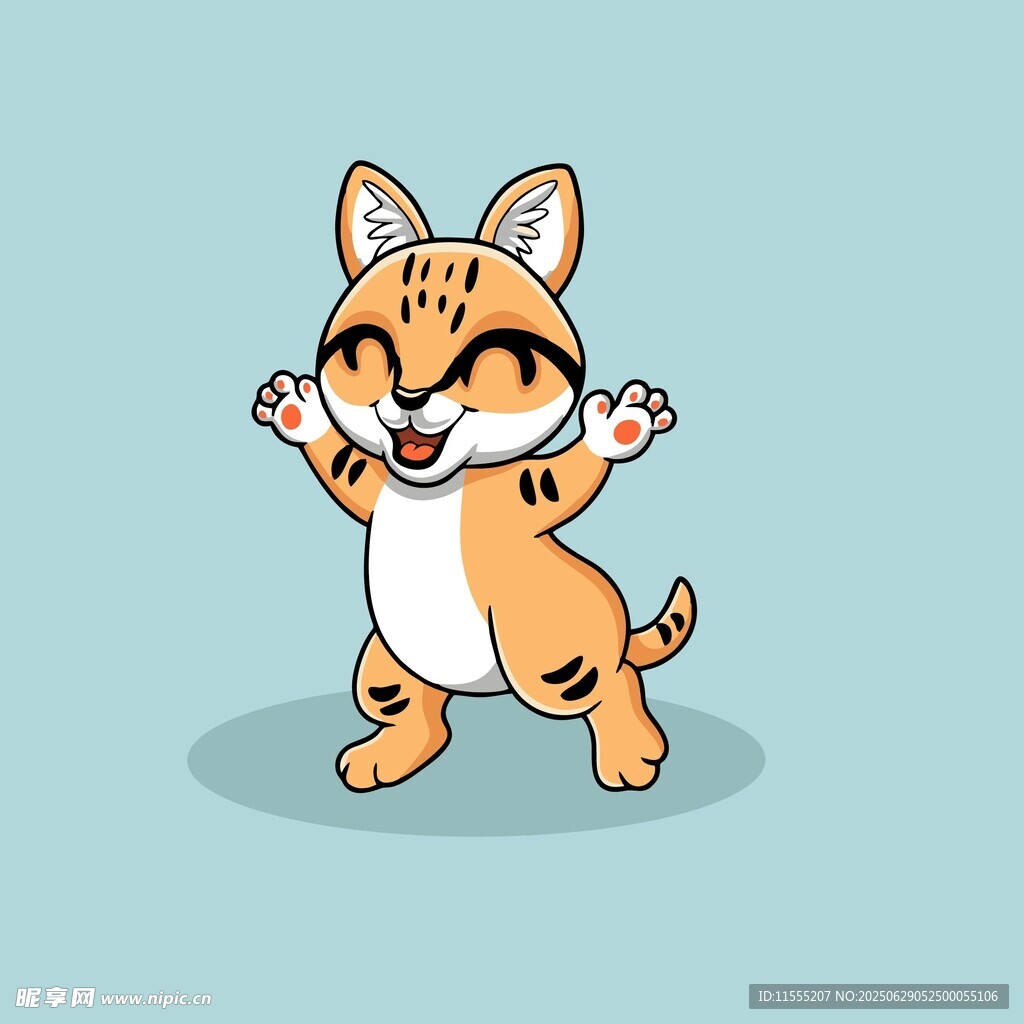 欢快跳舞的卡通小猫咪