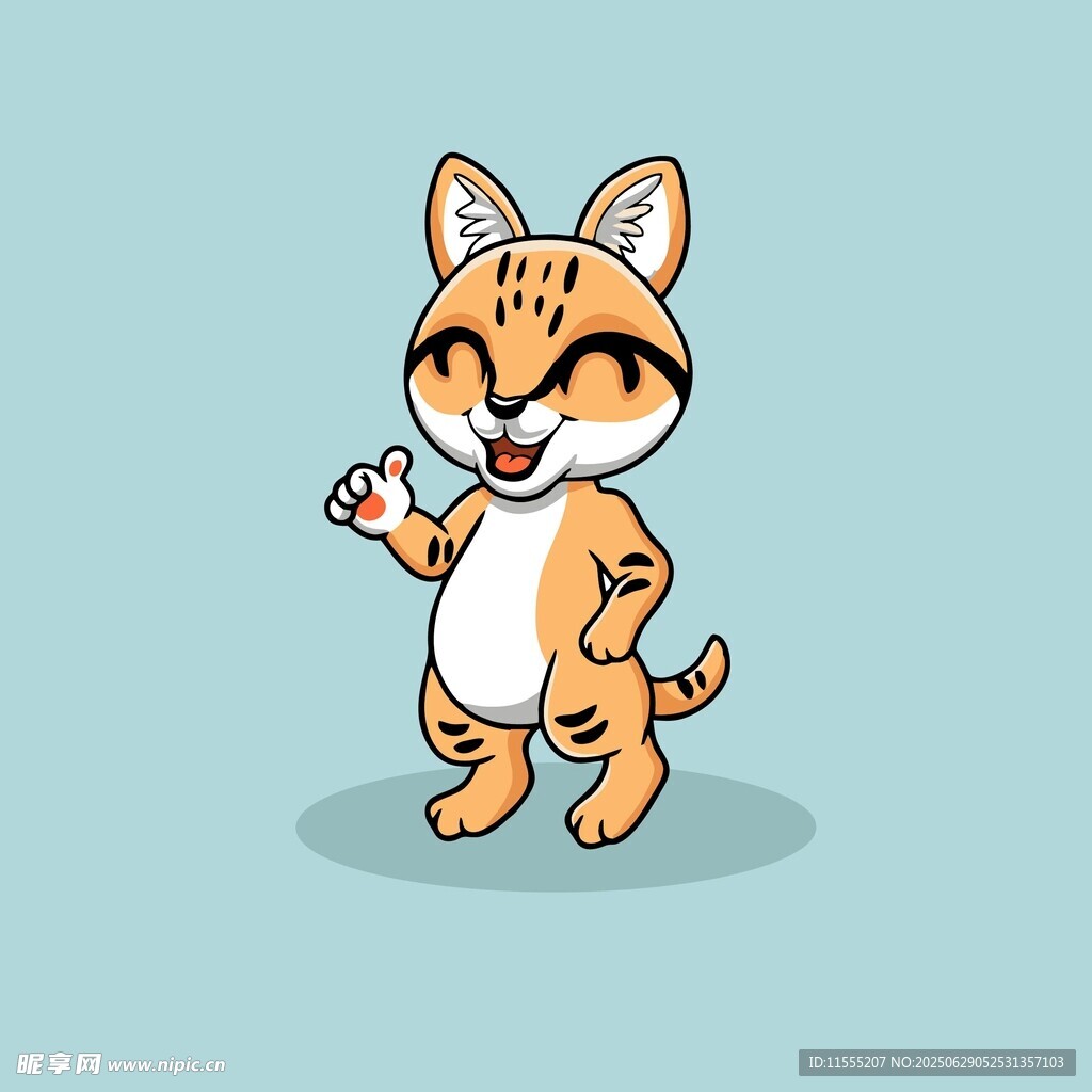 可爱卡通小猫开心举爪