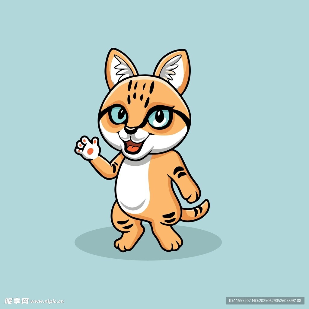 可爱招手猫咪卡通形象
