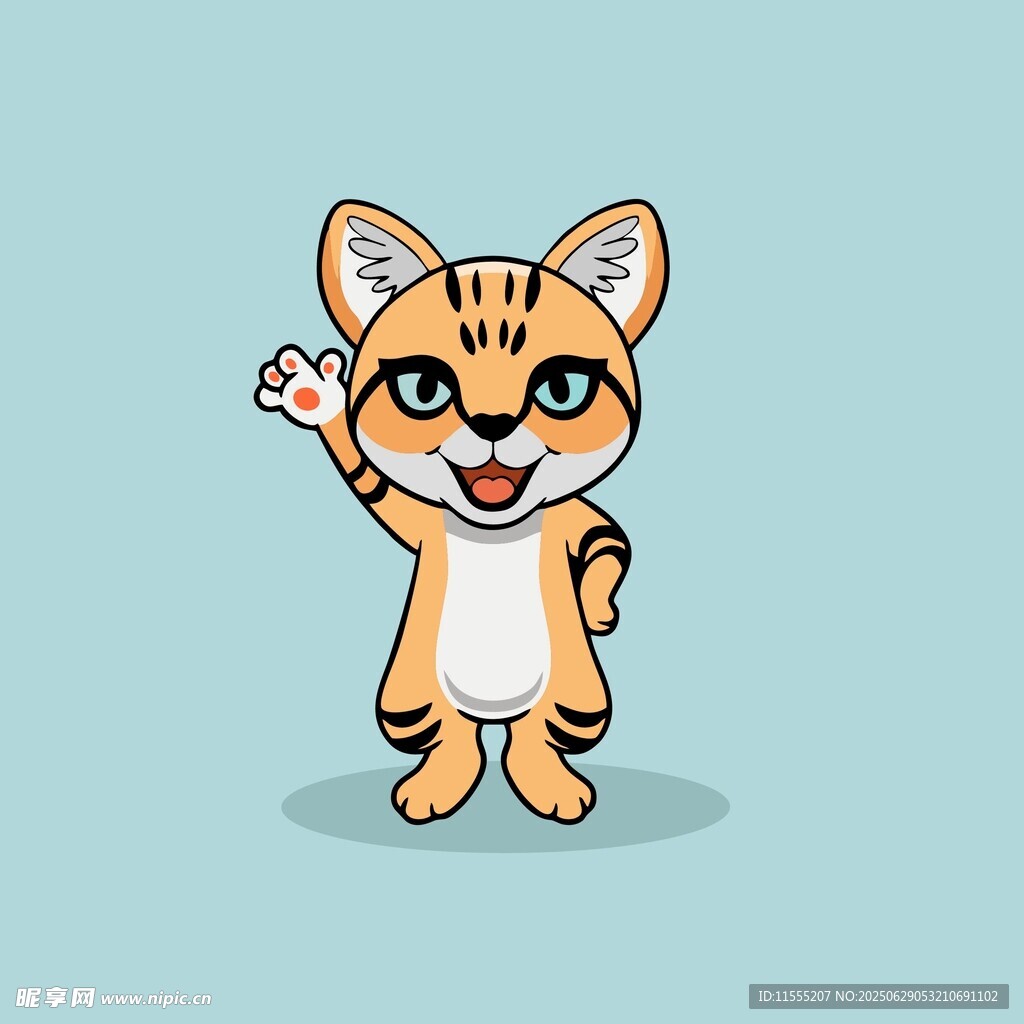 可爱招手小猫