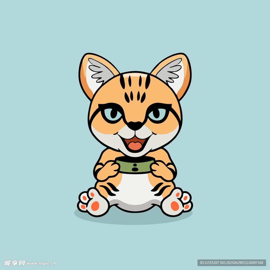 可爱小猫咪抱着绿植