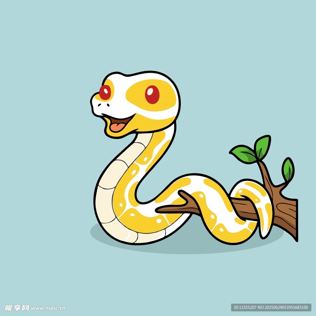 树枝上的可爱卡通蛇