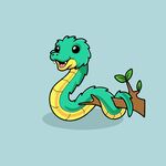 可爱绿蛇与小植物