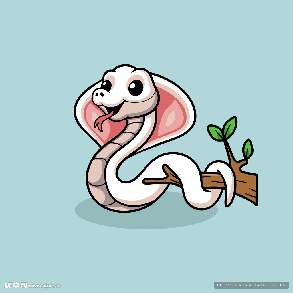 可爱吐舌小蛇与绿植
