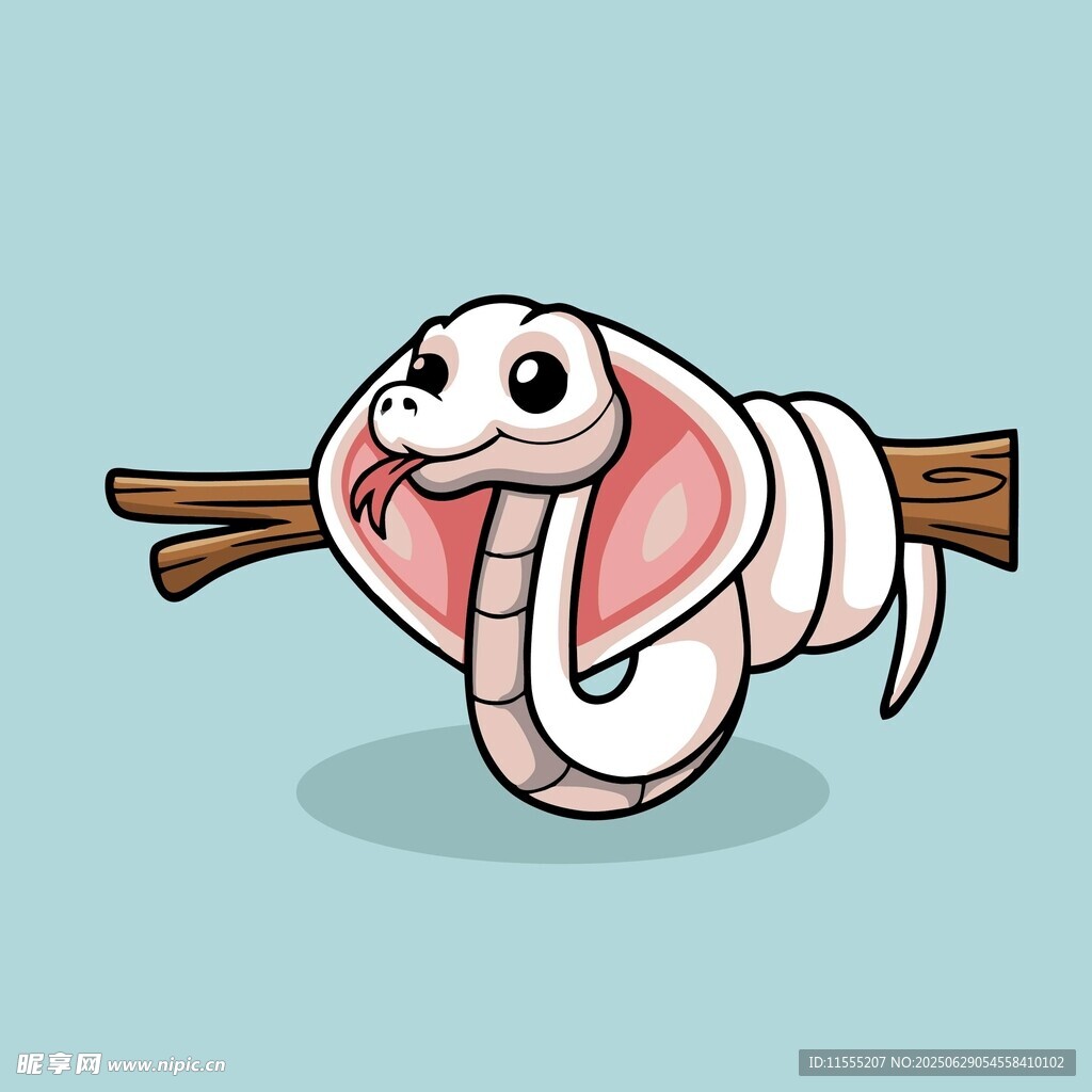 卡通蛇缠绕在树枝上