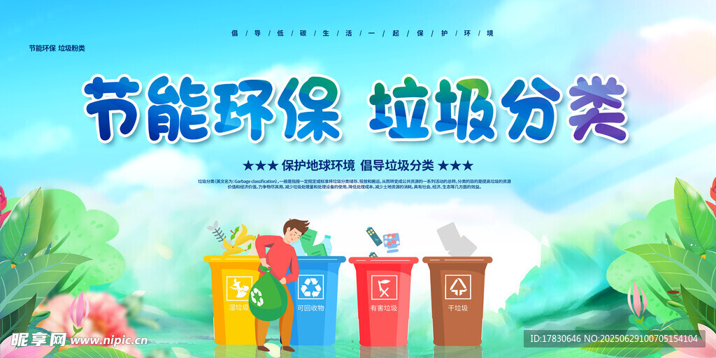 节能环保垃圾分类宣传图