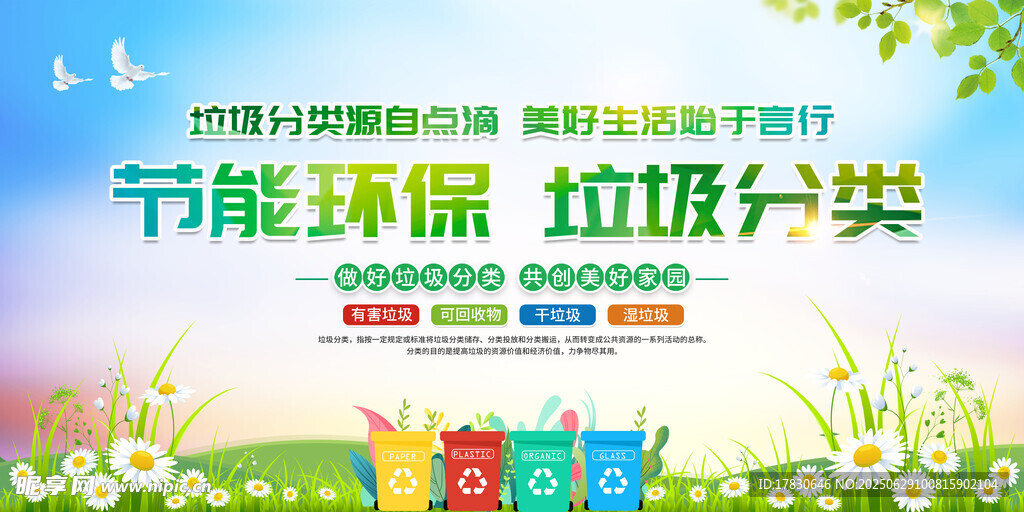 节能环保垃圾分类宣传图