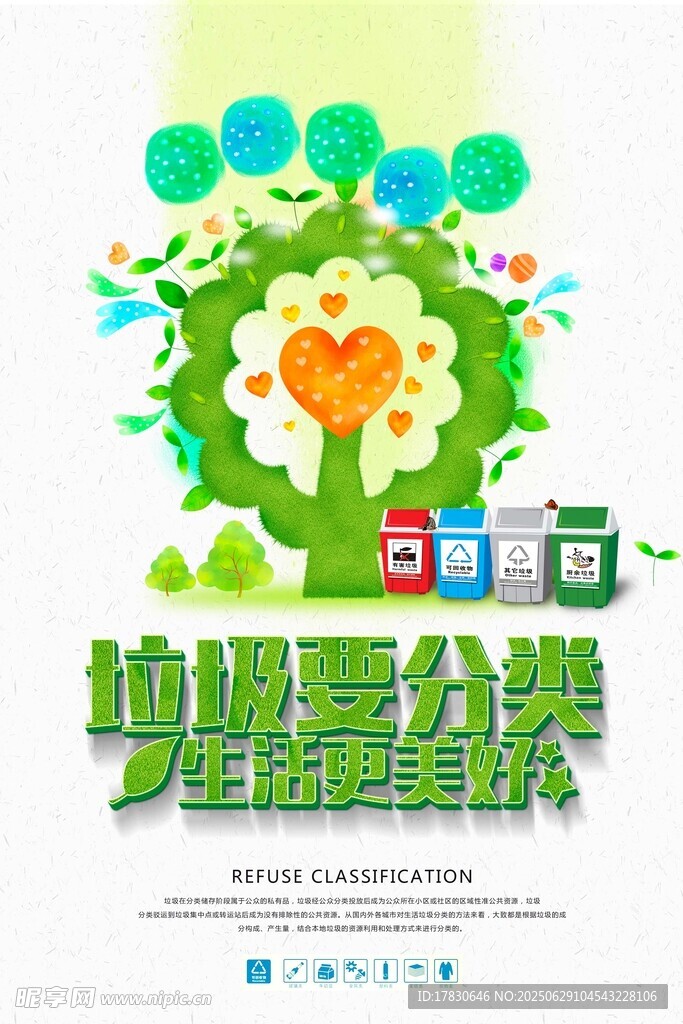 绿色环保垃圾分类宣传图