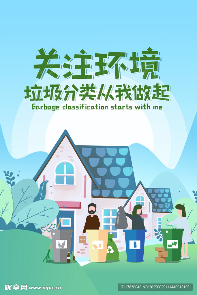 关注环境垃圾分类宣传图