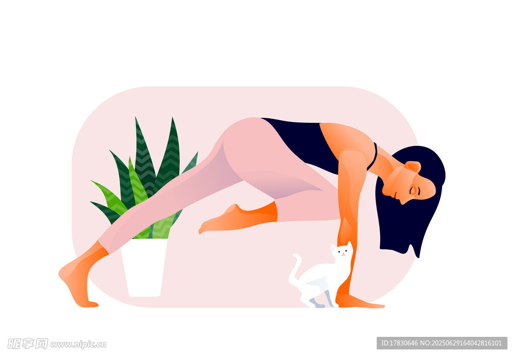 女子专注做瑜伽伸展动作