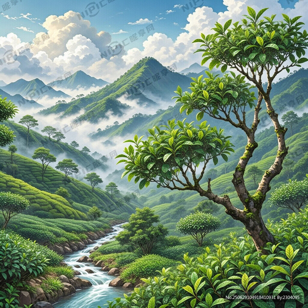 想要一个普洱茶插画 有茶树