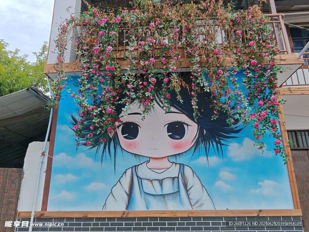 墙绘可爱女孩