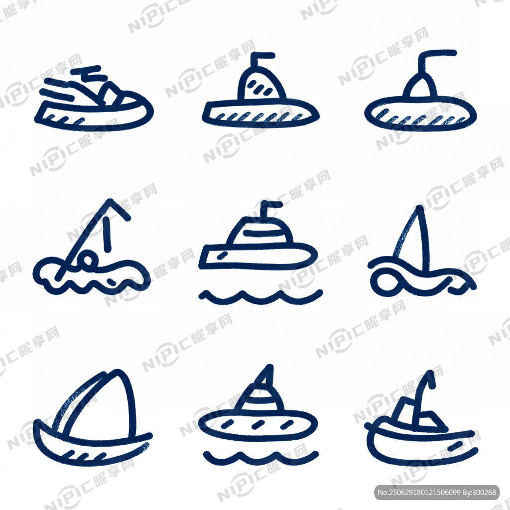 海上休闲项目标志 简笔画