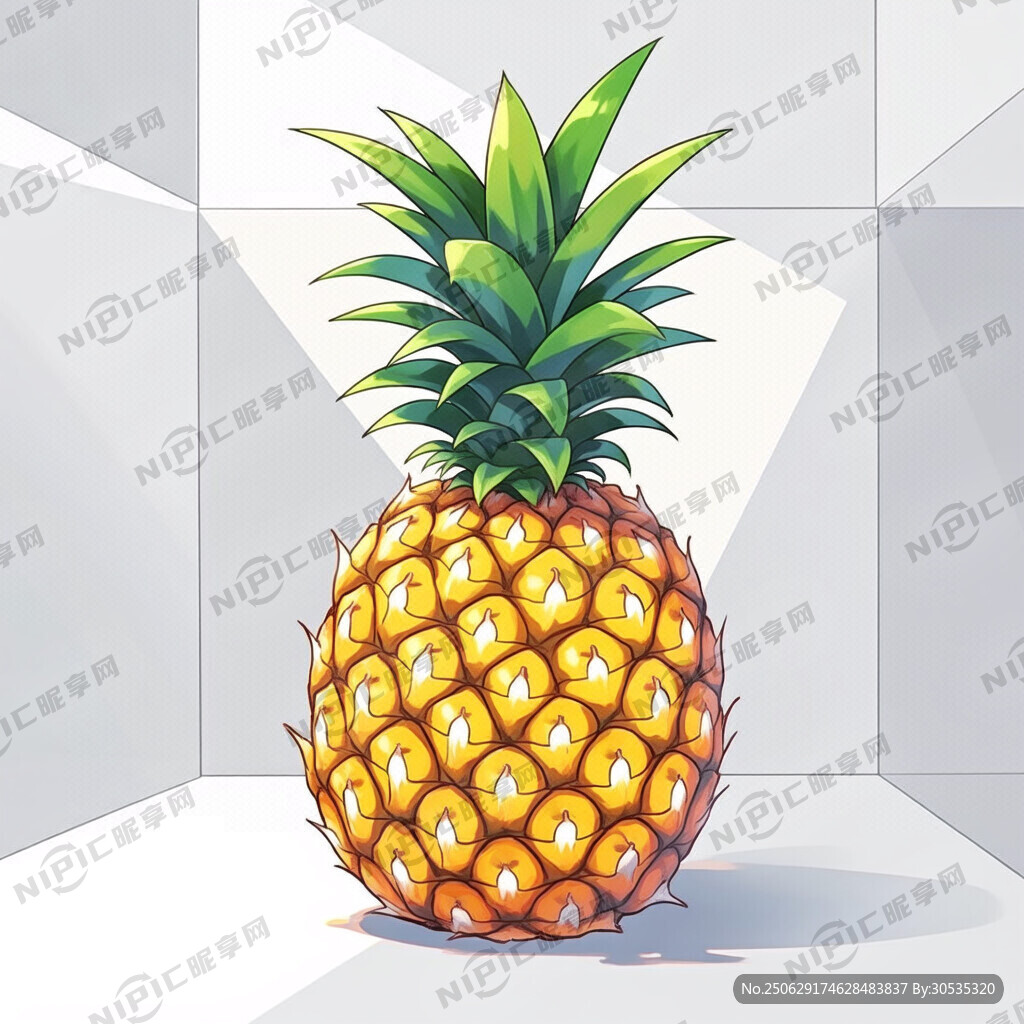 手绘 凤梨 活泼