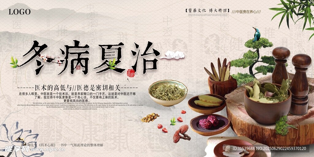 简约中国风中医展板冬病夏治展板