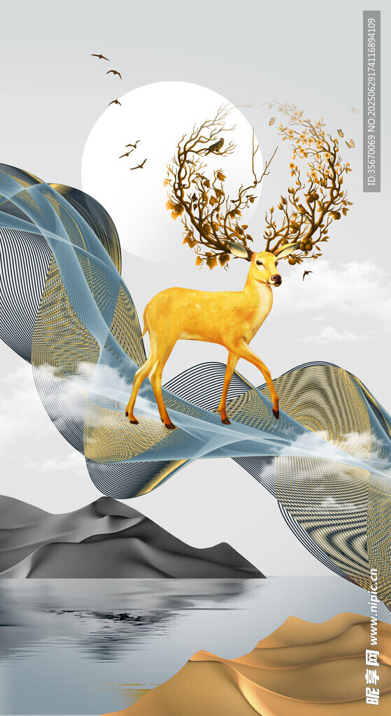梦幻山水间的灵鹿画册 