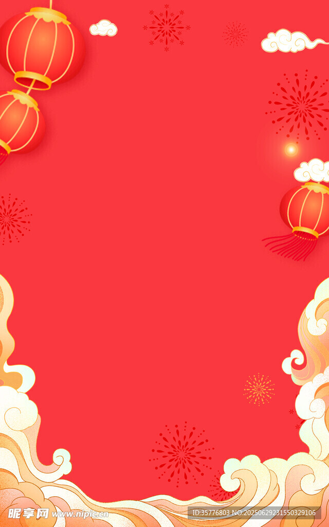 喜庆红色背景春节元素图