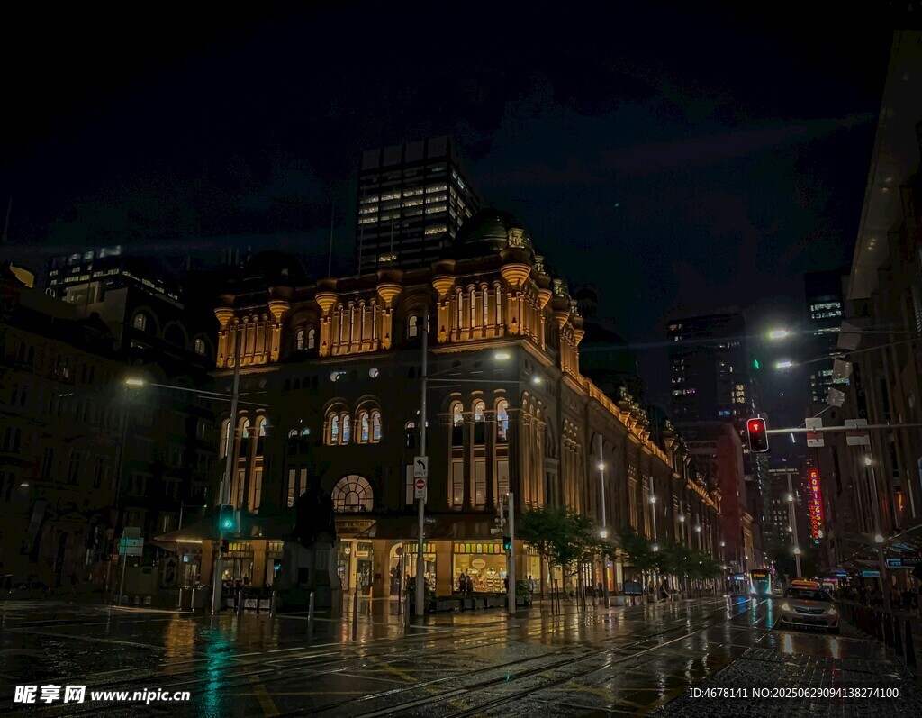 夜晚繁华建筑夜景