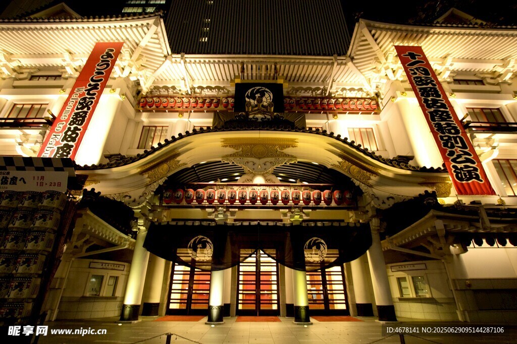 中式古建筑夜景