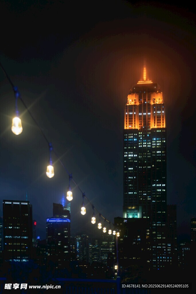 城市璀璨夜景高楼灯火