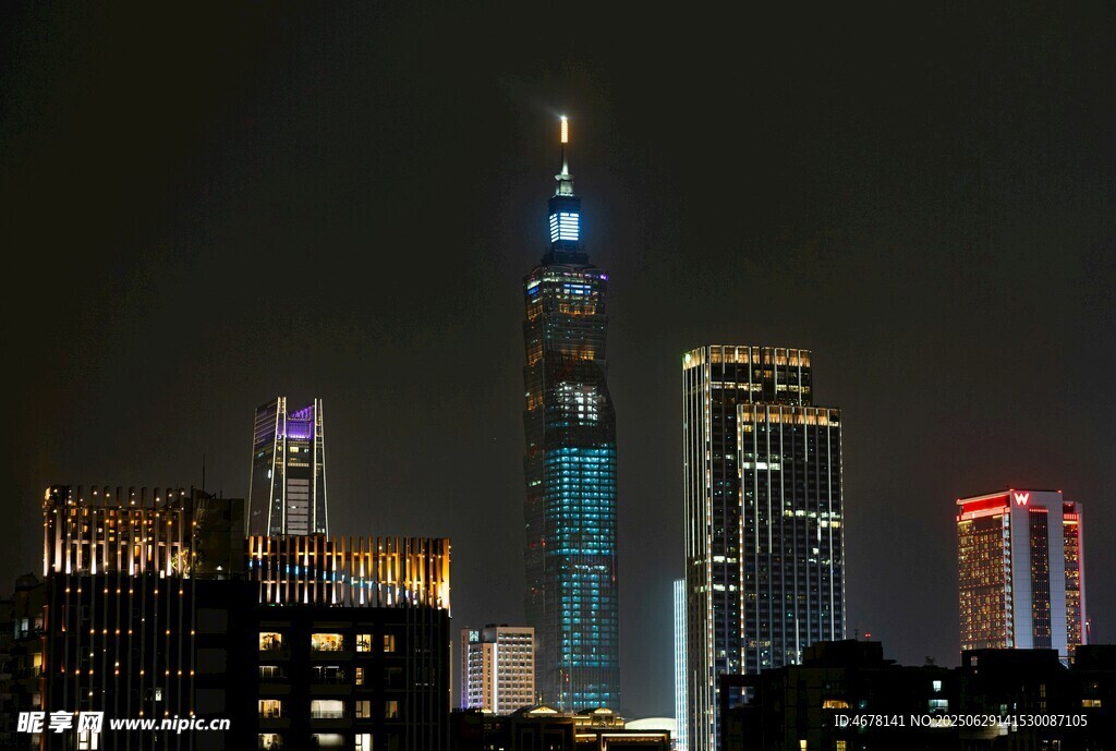 城市璀璨夜景摩天大楼