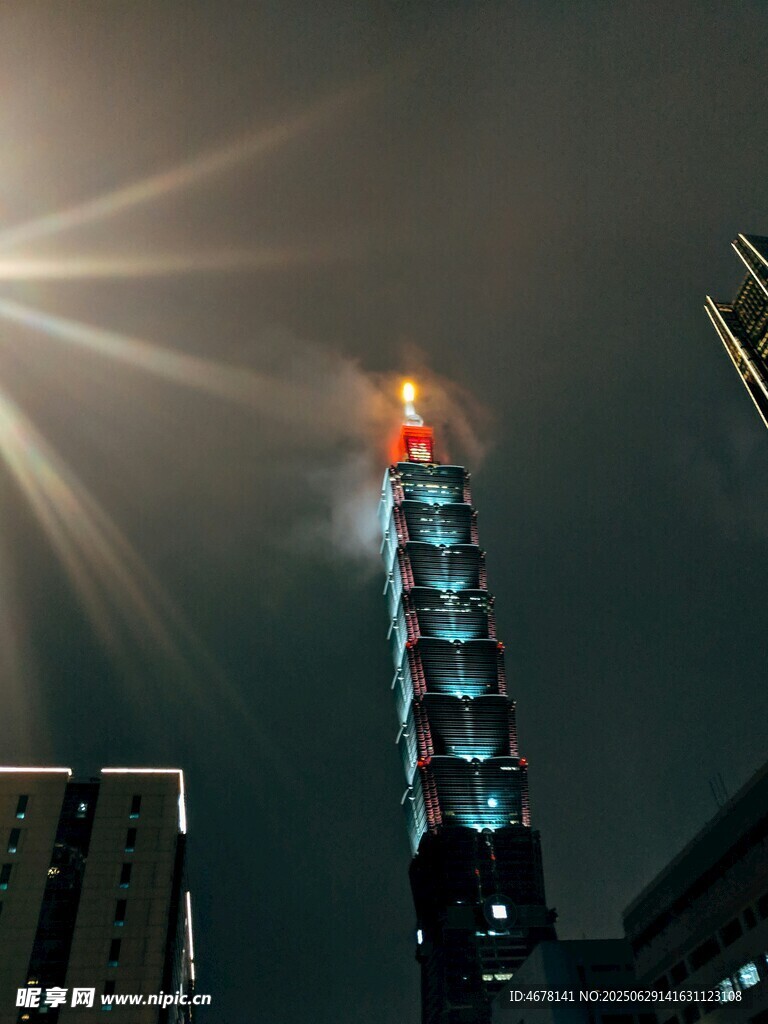 夜幕下璀璨的摩天大楼