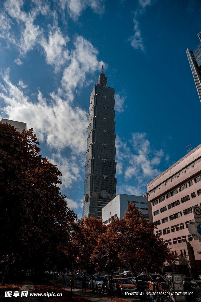 城市中高耸的摩天大楼