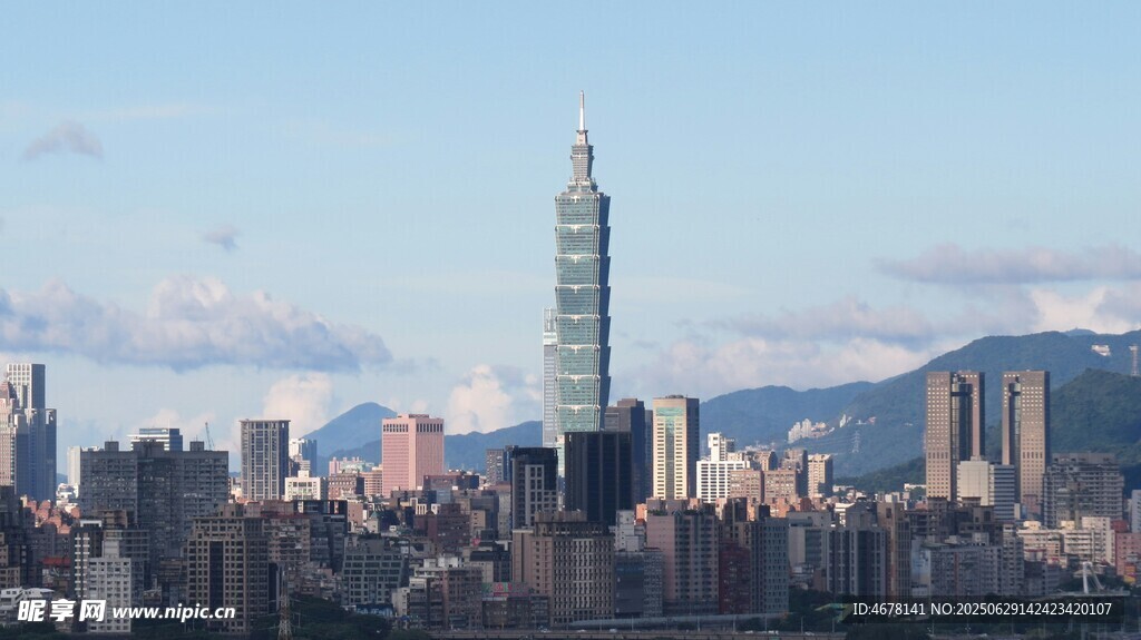 城市天际线中的高耸摩天楼
