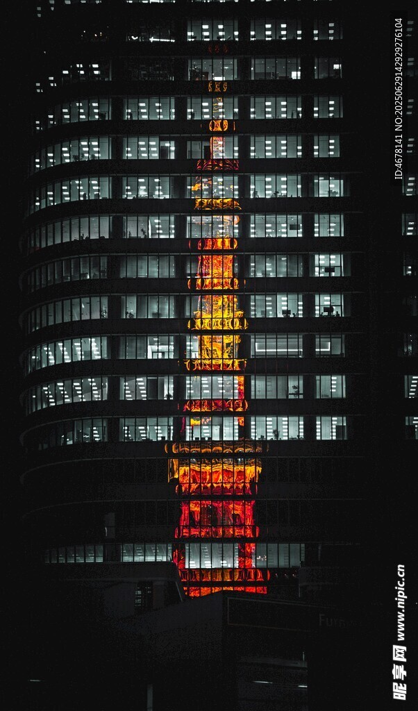 城市夜景高楼灯光璀璨