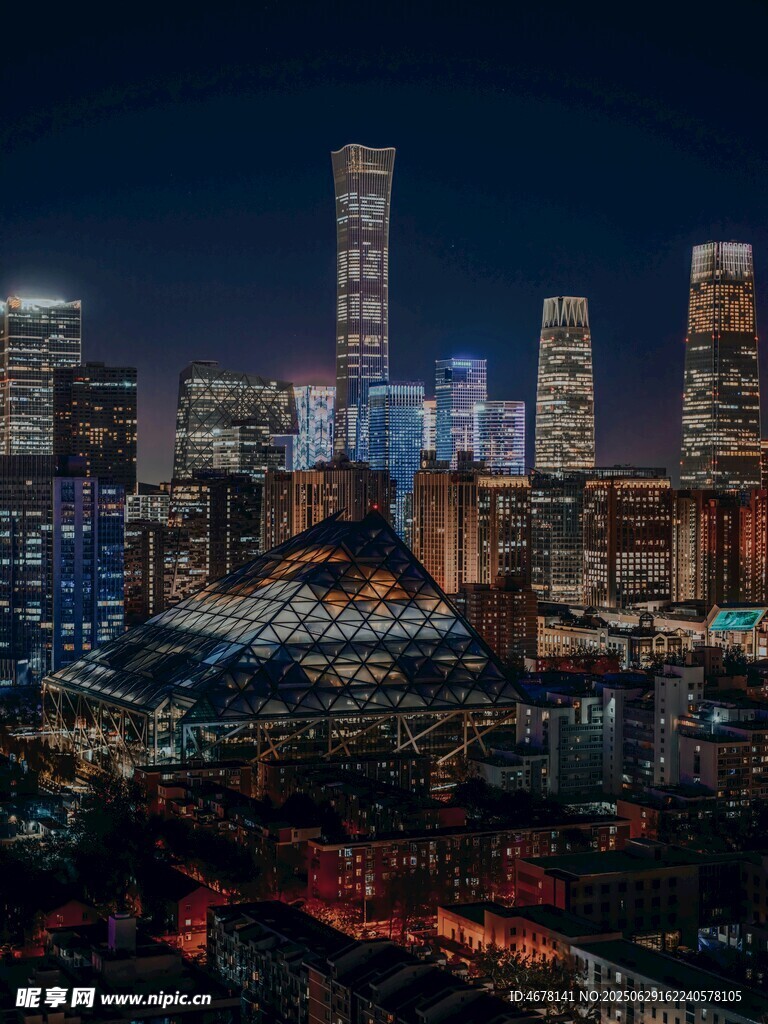 北京璀璨夜景城市天际线