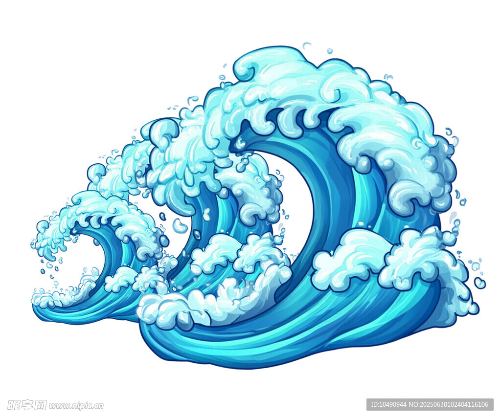 卡通海浪